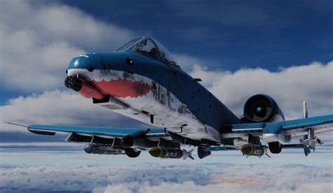 A10 warthog skinned as a blahaj shark